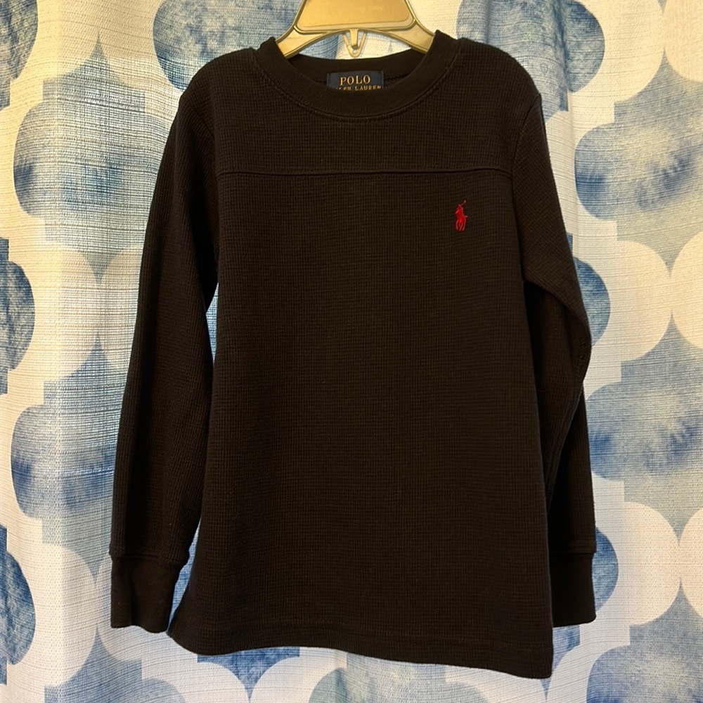 Boys Polo Ralph Lauren navy blue long sleeve thermal shirt